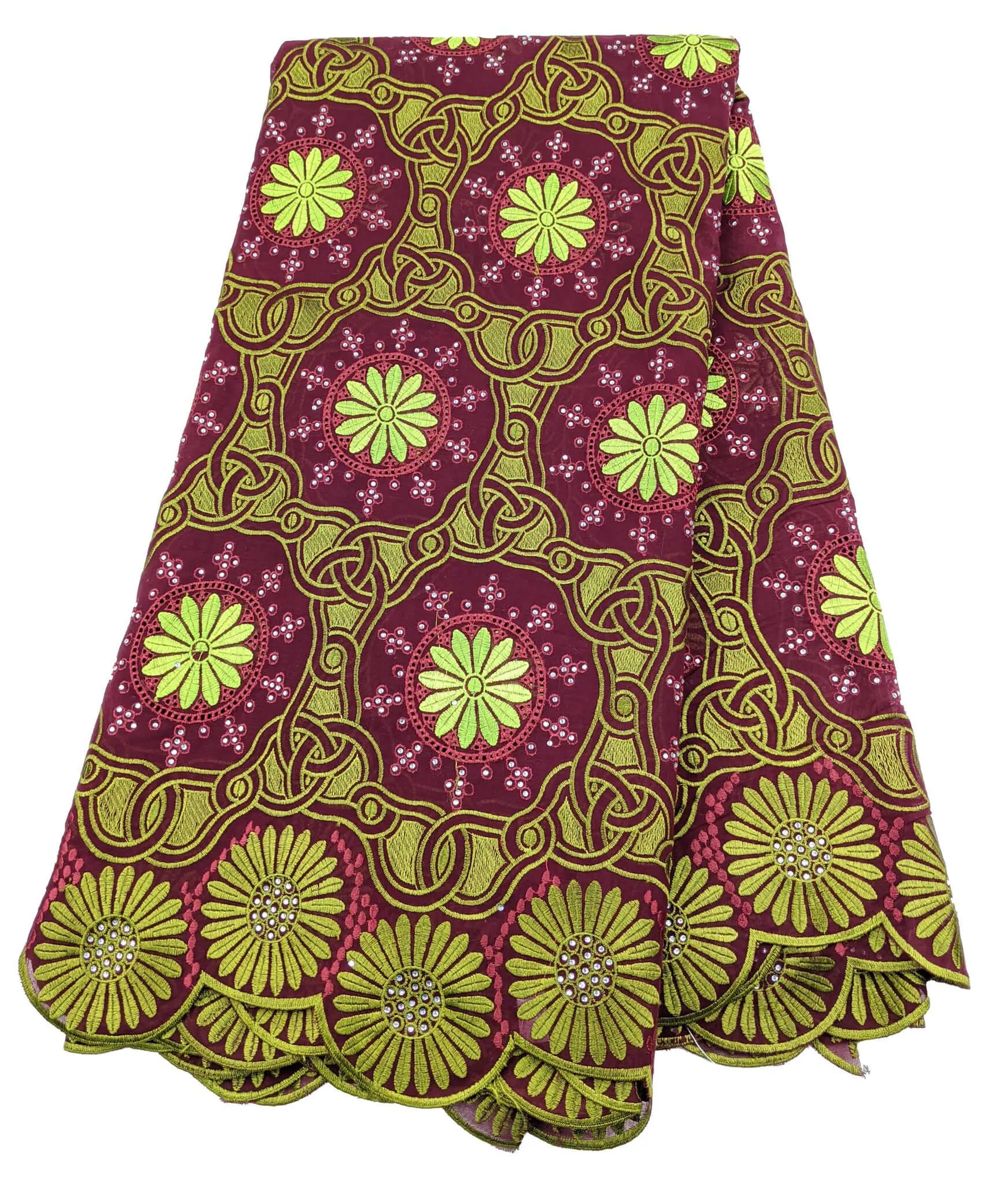 Wine & Green Unique Cotton Lace