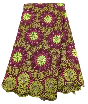 Wine & Green Unique Cotton Lace