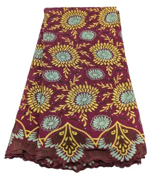 Wine, Yellow, & Green Unique Cotton Lace